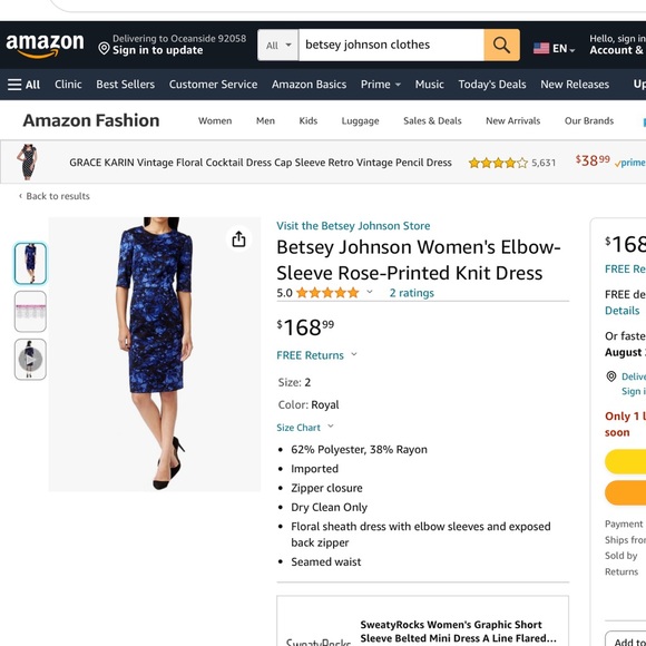 👗 Betsey Johnson Floral Print Sheath Dress 👗 - Picture 9 of 9